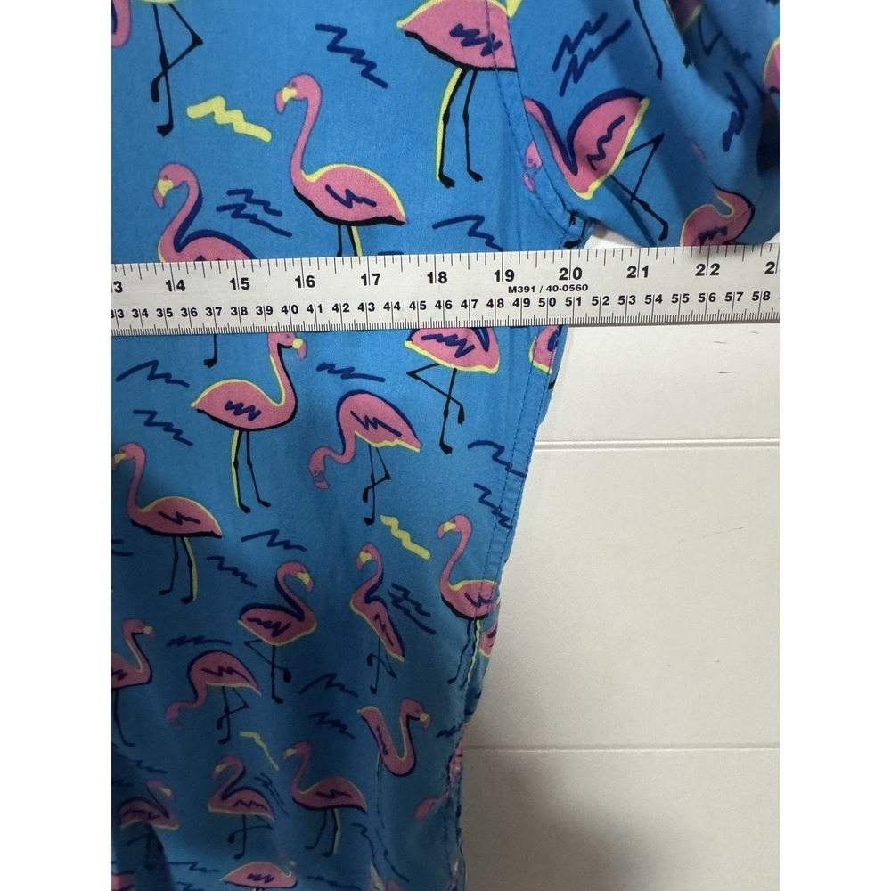 Depart West Lightweight Men's M Blue Flamingo Button Up Short Sleeve Summer - Picture 4 of 5